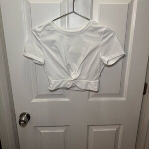 White Knotted Crop Top